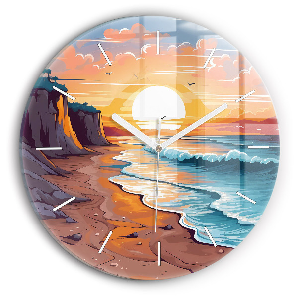 Reloj de pared redondo Océano y sol de cuento