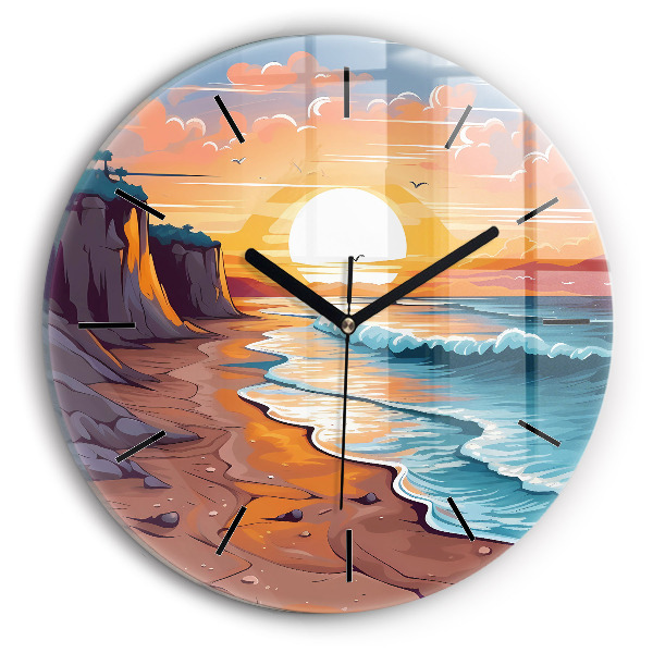 Reloj de pared redondo Océano y sol de cuento