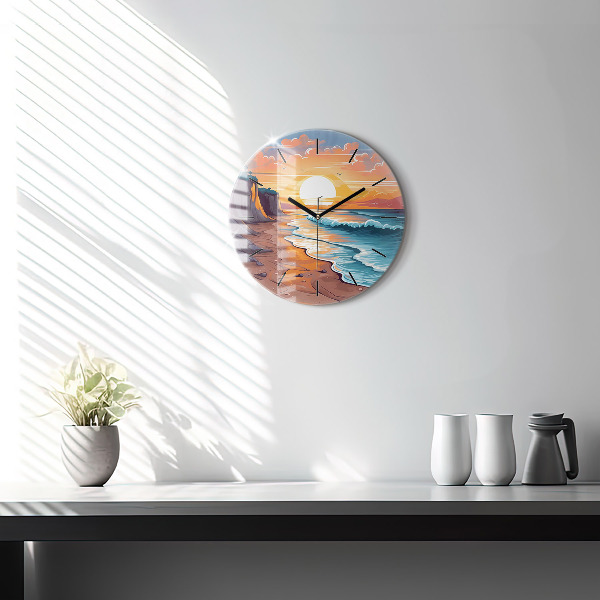 Reloj de pared redondo Océano y sol de cuento