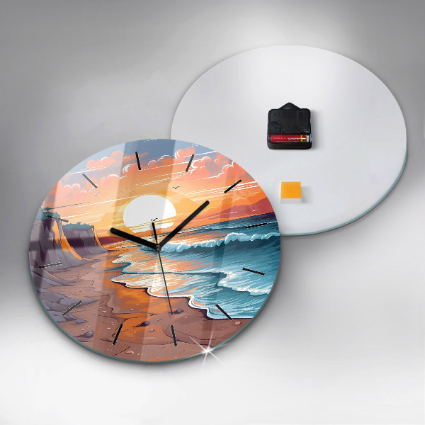 Reloj de pared redondo Océano y sol de cuento