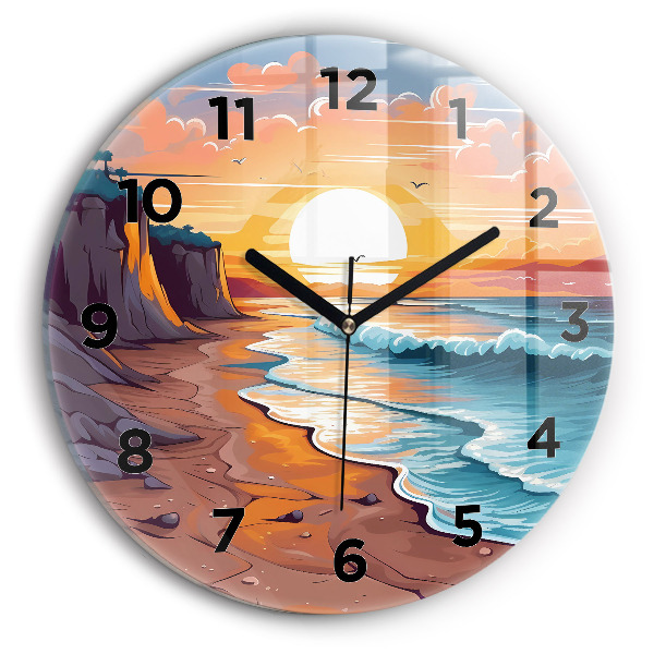 Reloj de pared redondo Océano y sol de cuento