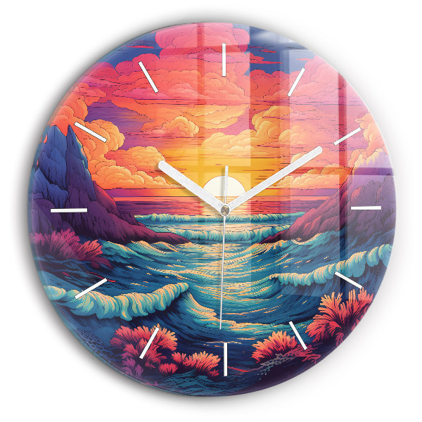 Reloj de cristal redondo Océano y cielo de cuento de hadas