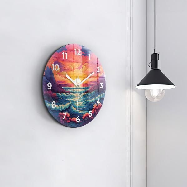 Reloj de cristal redondo Océano y cielo de cuento de hadas