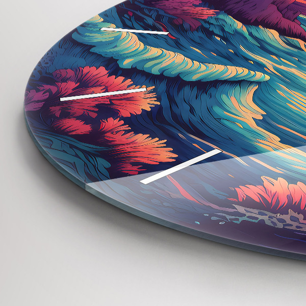 Reloj de cristal redondo Océano y cielo de cuento de hadas