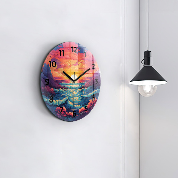 Reloj de cristal redondo Océano y cielo de cuento de hadas