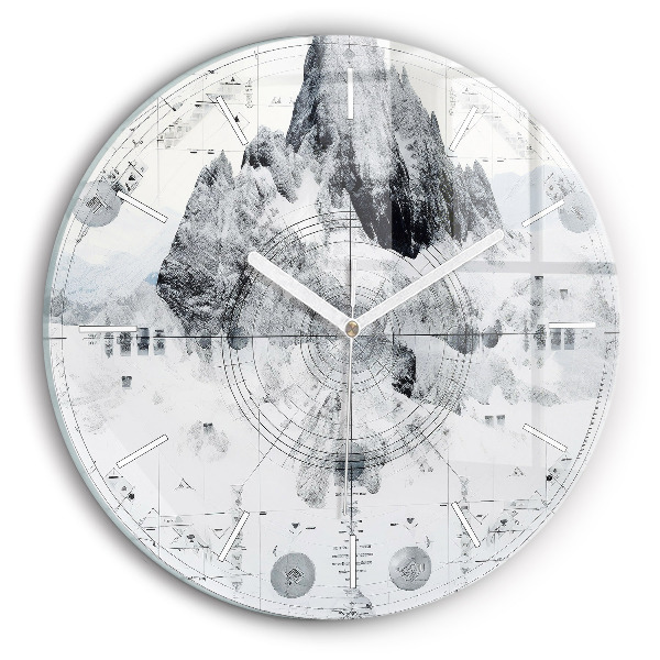Reloj de pared redondo Dibujo montañas