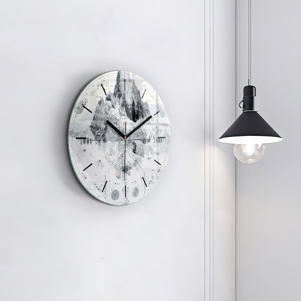 Reloj de pared redondo Dibujo montañas