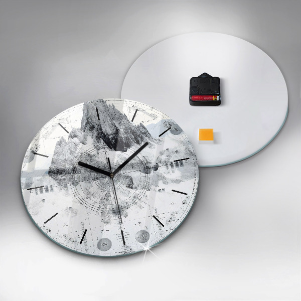 Reloj de pared redondo Dibujo montañas