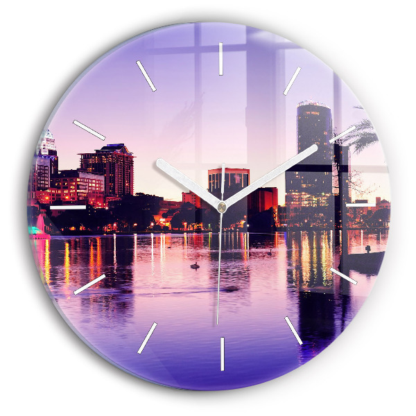 Reloj redondo pared Panorámica nocturna de la ciudad