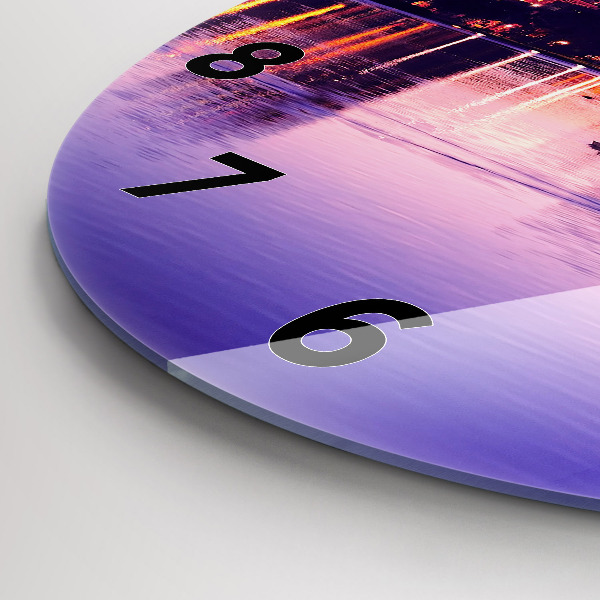 Reloj redondo pared Panorámica nocturna de la ciudad