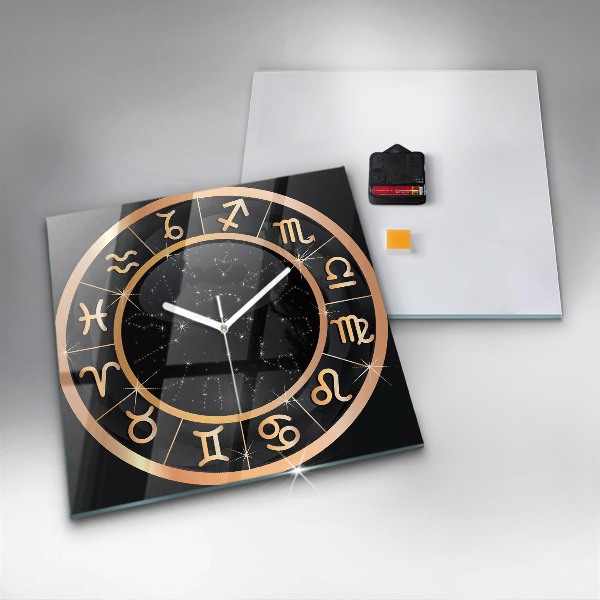 Reloj cuadrado Signos zodiacales negros