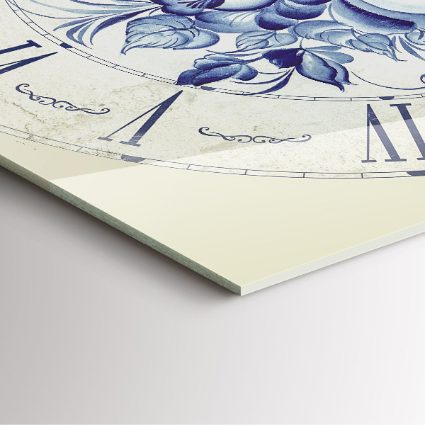 Reloj de pared cuadrado Flores azules