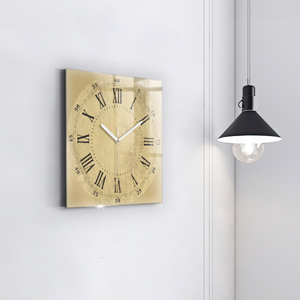 Reloj de pared cuadrado Números romanos marrones