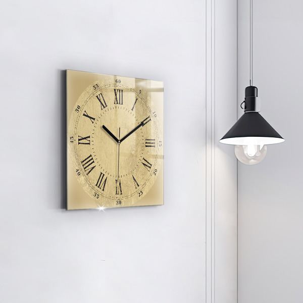 Reloj de pared cuadrado Números romanos marrones