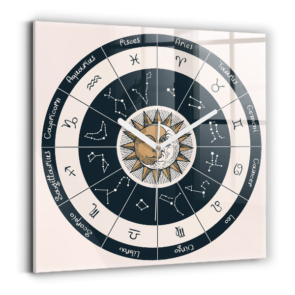 Reloj cuadrado Las constelaciones del zodiaco sobre fondo azul