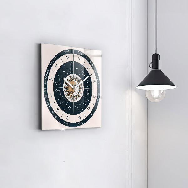 Reloj cuadrado Las constelaciones del zodiaco sobre fondo azul