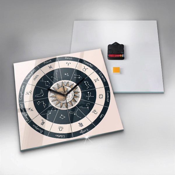 Reloj cuadrado Las constelaciones del zodiaco sobre fondo azul