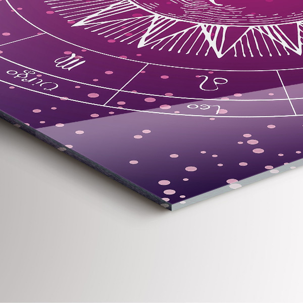 Reloj de pared cuadrado Las constelaciones del zodiaco sobre fondo morado