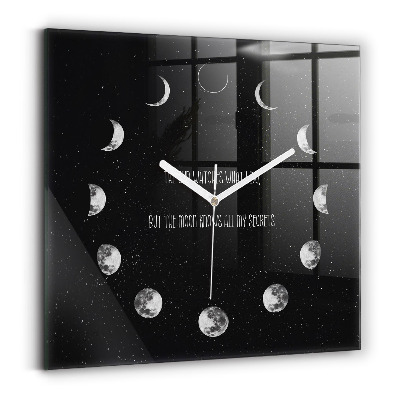 Reloj de pared cuadrado Fases de la luna e inscripción