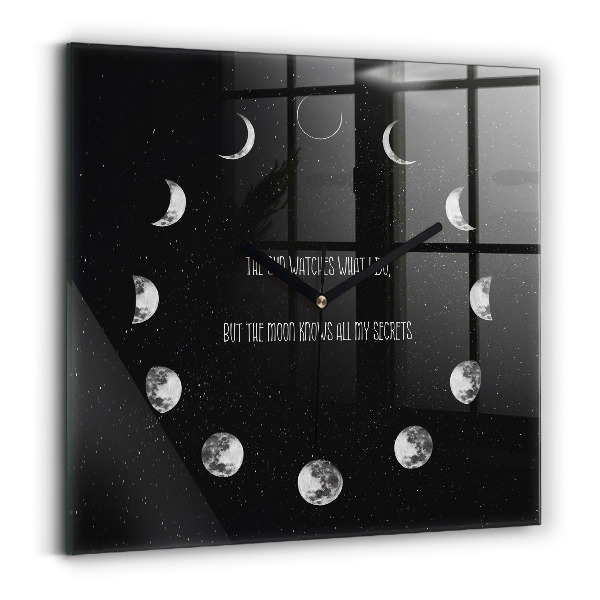 Reloj de pared cuadrado Fases de la luna e inscripción
