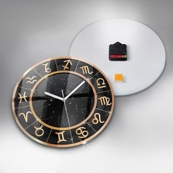 Reloj de pared redondo Signos zodiacales negros