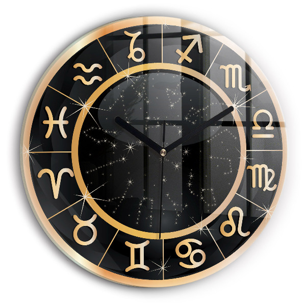 Reloj de pared redondo Signos zodiacales negros