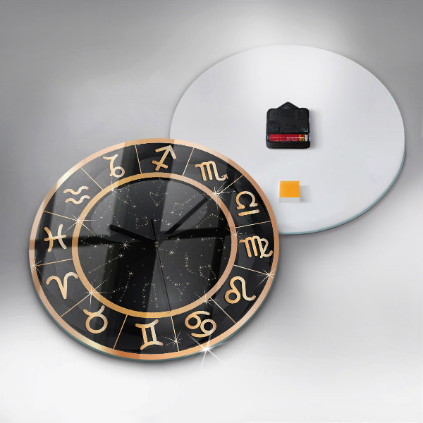 Reloj de pared redondo Signos zodiacales negros