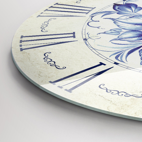 Reloj de pared redondo Flores azules