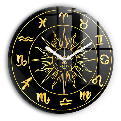 Reloj de pared redondo Signos zodiacales dorados