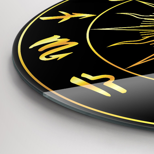 Reloj de pared redondo Signos zodiacales dorados