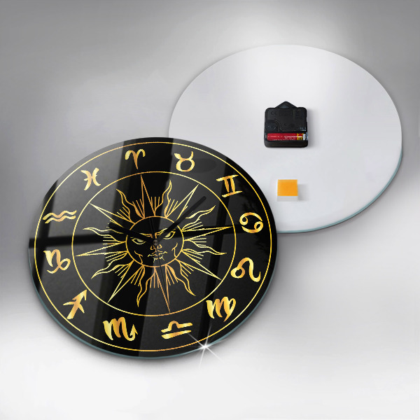 Reloj de pared redondo Signos zodiacales dorados