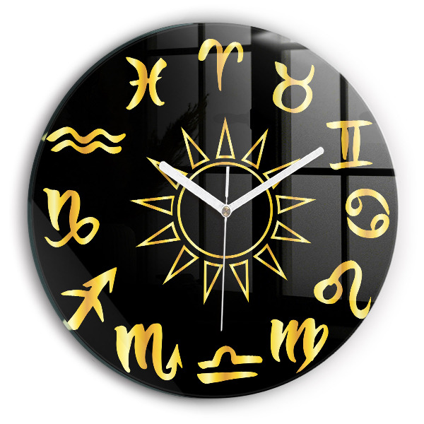 Reloj redondo pared Signos zodiacales dorados y sol