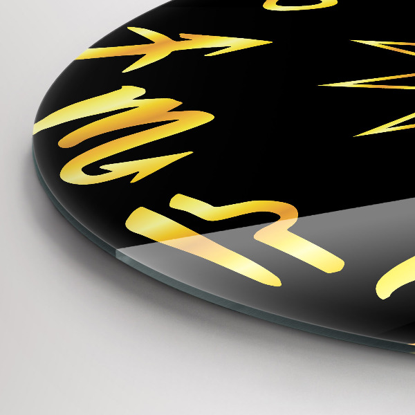 Reloj redondo pared Signos zodiacales dorados y sol