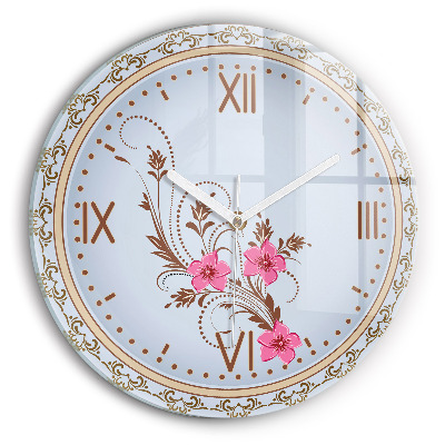 Reloj de cristal redondo Flores rosas