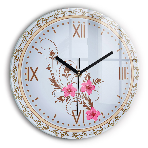 Reloj de cristal redondo Flores rosas