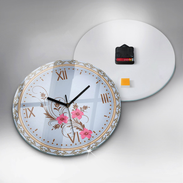 Reloj de cristal redondo Flores rosas