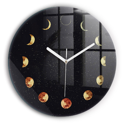 Reloj de cristal redondo Fases de la luna