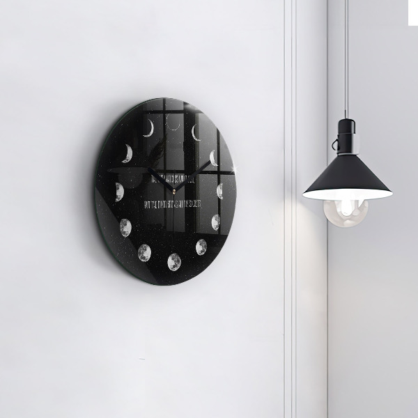 Reloj de pared redondo Fases de la luna e inscripción