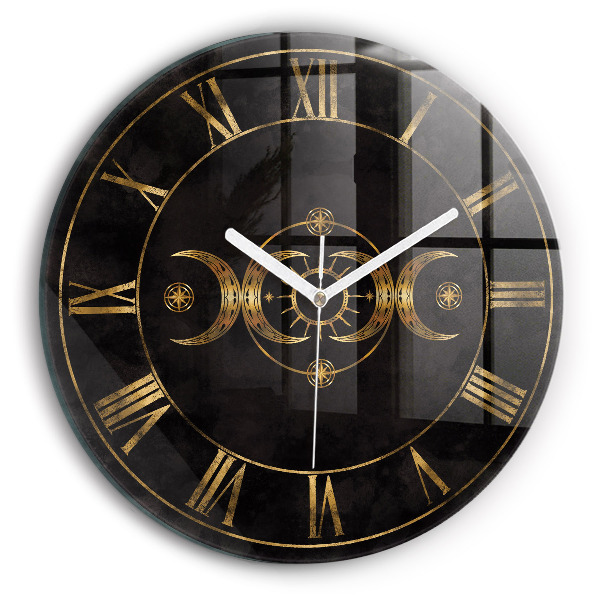 Reloj de cristal redondo Números romanos dorados